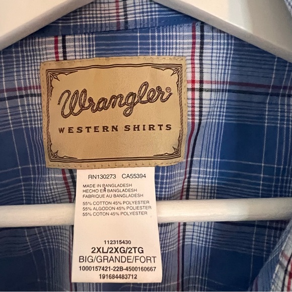 Wrangler Western Wear Snap Button Plaid Shirt Size 2XL NWT - Picture 3 of 7